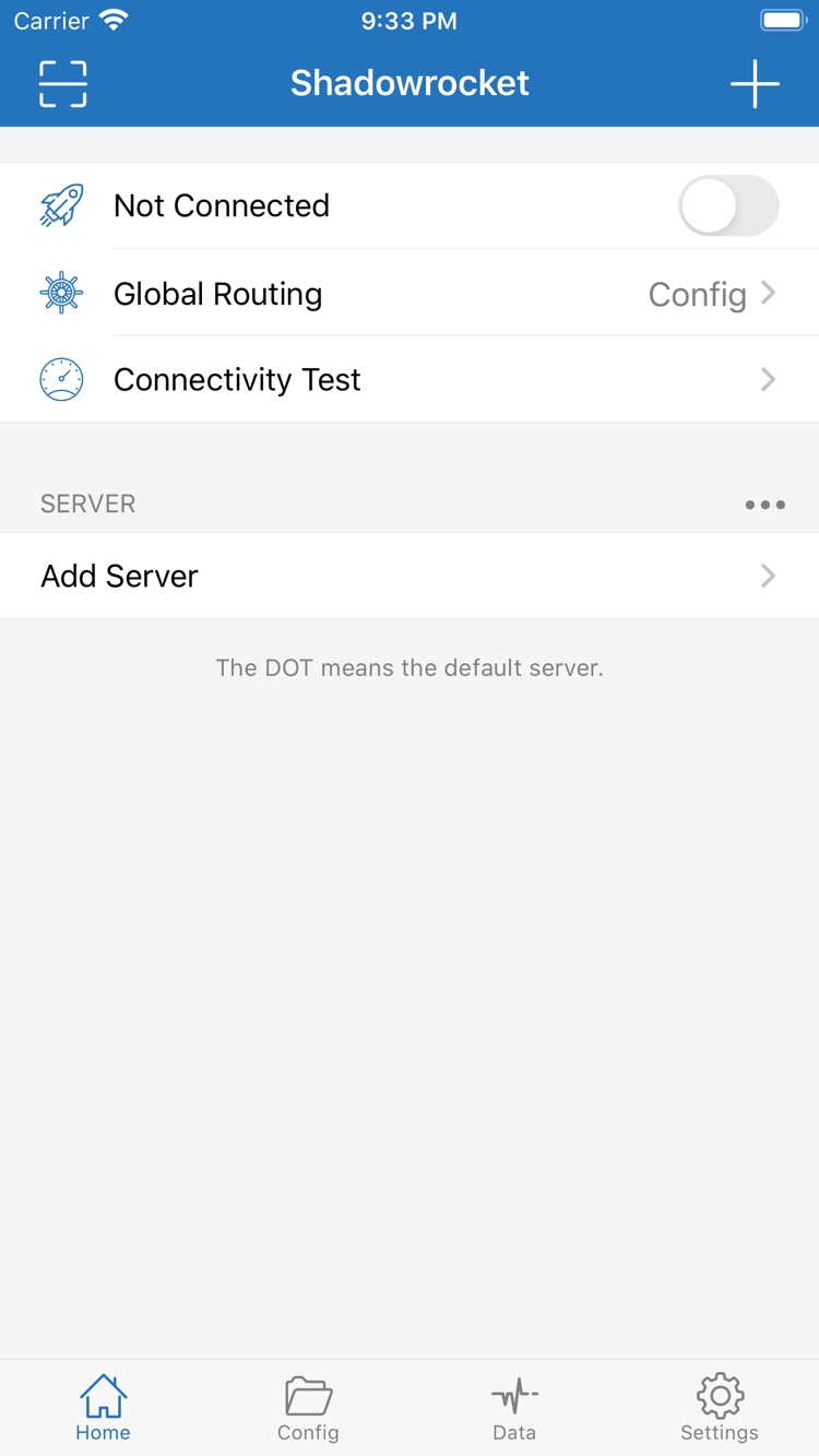 接続スイッチとGlobal Routingを示すShadowrocket公式Home画面